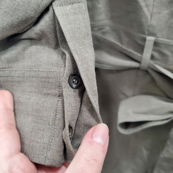 New York & Company Women's Y2K Taupe Stretch Belted Elbow Shirtdress Size 4 - Picture 4 of 7